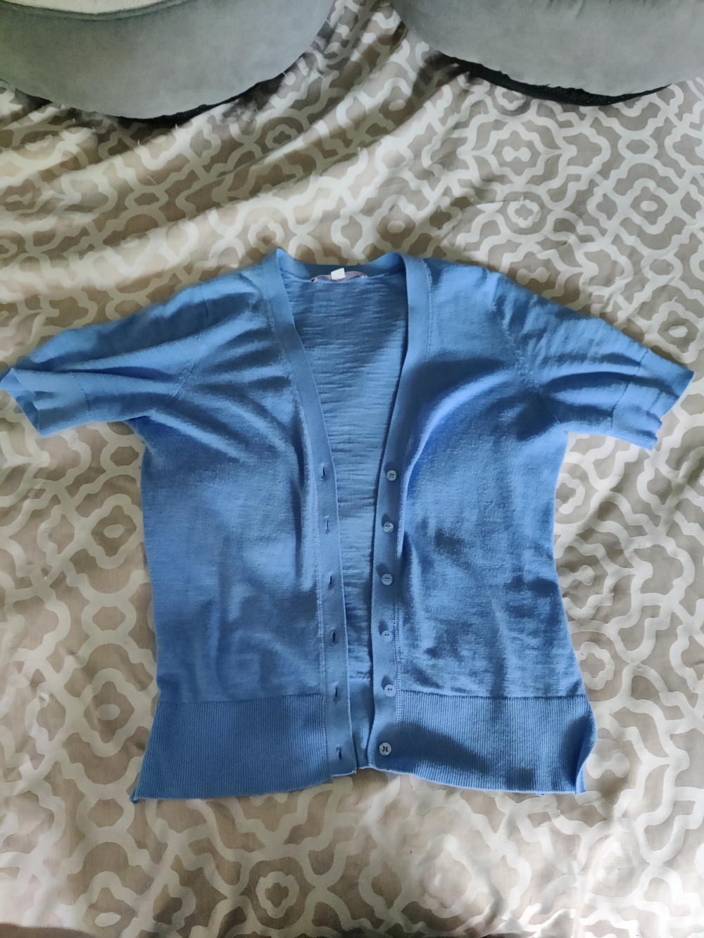 LOFT Sky Blue Knit Short Sleeve Cardigan